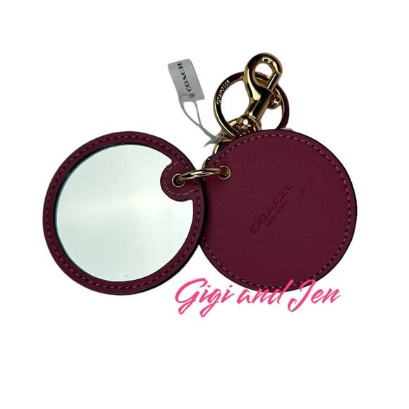 Coach Mirror Bag Charm In Signature Canvas Pink Lemonade - Picture 4 of 5